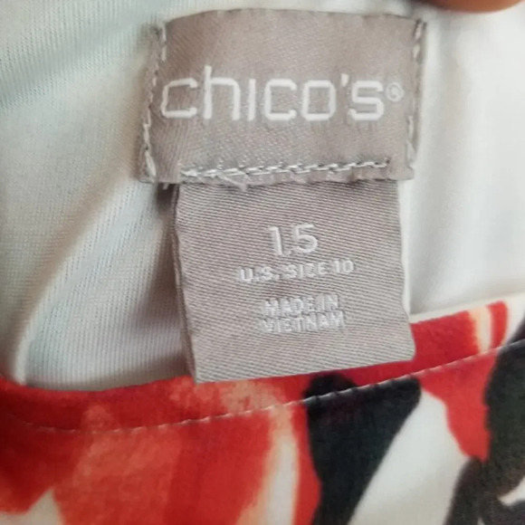 Chico's Womens Pleated Asymmetrical Skirt Sz 10 Multicolor Tropical Floral Flowy - Picture 4 of 11